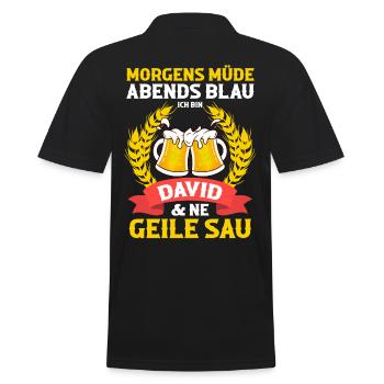 David - Männer Poloshirt - Schwarz - Hinten - Kai (181cm)