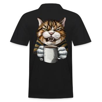 Chat de mauvaise humeur drôle - Polo Homme - noir - Dos - Kai (181cm)