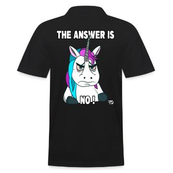 La réponse est non, drôle de licorne - Polo Homme - noir - Dos - Kai (181cm)