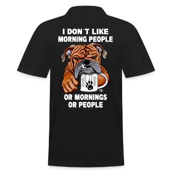 Don´t like Morning people. niedliche Bulldogge - Männer Poloshirt - Schwarz - Hinten - Kai (181cm)