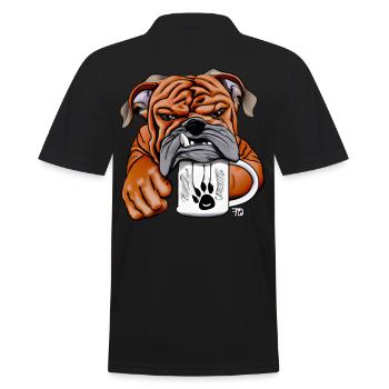 Schläfrige Bulldogge mit Tasse Morgenmuffel - Männer Poloshirt - Schwarz - Hinten - Kai (181cm)