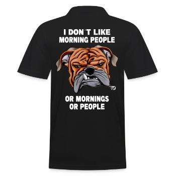don ́t like morning people, cute dog face - Men's Polo Shirt - black - Back - Kai (181cm)