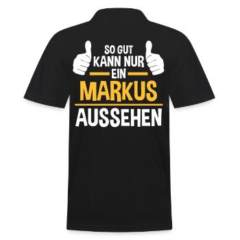 Markus - Männer Poloshirt - Schwarz - Hinten - Kai (181cm)