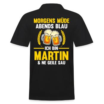 Martin - Männer Poloshirt - Schwarz - Hinten - Kai (181cm)