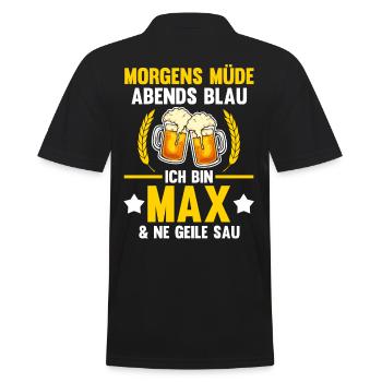 Max - Männer Poloshirt - Schwarz - Hinten - Kai (181cm)