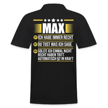 Max - Männer Poloshirt - Schwarz - Hinten - Kai (181cm)