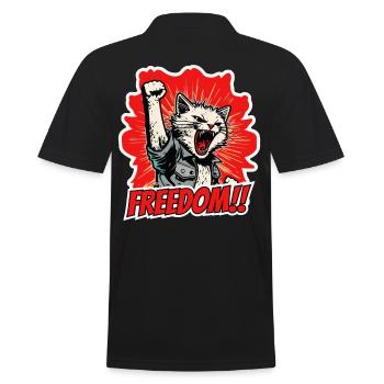 Rebellious cat screams for freedom and power - Men's Polo Shirt - black - Back - Kai (181cm)
