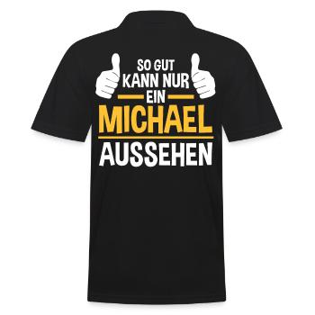 Michael - Männer Poloshirt - Schwarz - Hinten - Kai (181cm)
