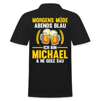Michael - Männer Poloshirt - Schwarz - Hinten - Kai (181cm)