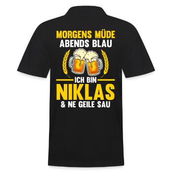 Niklas - Männer Poloshirt - Schwarz - Hinten - Kai (181cm)