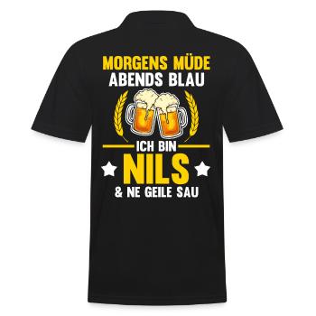 Nils - Männer Poloshirt - Schwarz - Hinten - Kai (181cm)