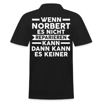 Norbert - Männer Poloshirt - Schwarz - Hinten - Kai (181cm)