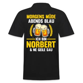 Norbert - Männer Poloshirt - Schwarz - Hinten - Kai (181cm)