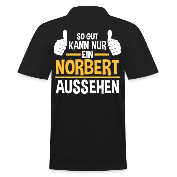 Norbert - Männer Poloshirt - Schwarz - Hinten - Kai (181cm)