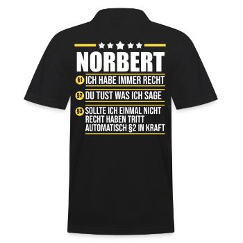 Norbert - Männer Poloshirt - Schwarz - Hinten - Kai (181cm)