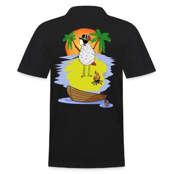 Pirate Chicken Buccaneer Island Eye Patch Adventure - Men's Polo Shirt - black - Back - Kai (181cm)