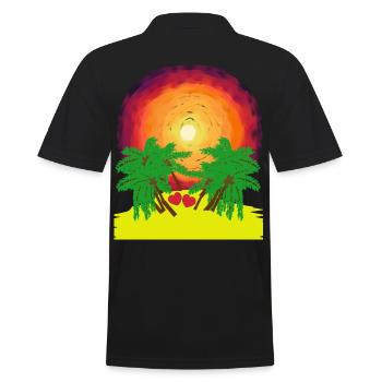 Romantique Island Palm Palms Sunshine Caribbean Heart - Polo Homme - noir - Dos - Kai (181cm)