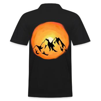 Sunshine Mountains Mountain Summit Mountaineer Alm - Men's Polo Shirt - black - Back - Kai (181cm)