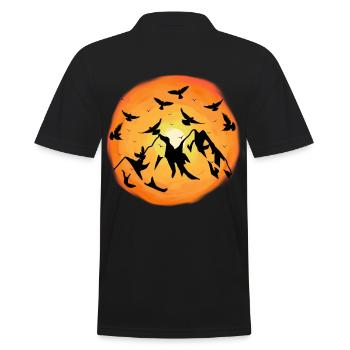 Sunshine Mountains Wilderness Birds Nature Sun - Men's Polo Shirt - black - Back - Kai (181cm)