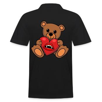 Teddy Heart Vampire Horror Halloween Bloodsucker - Men's Polo Shirt - black - Back - Kai (181cm)