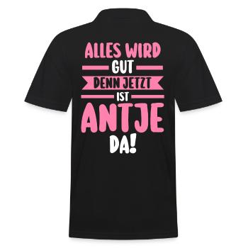 Antje - Männer Poloshirt - Schwarz - Hinten - Kai (181cm)