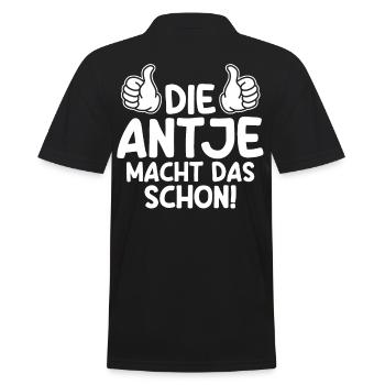 Antje - Männer Poloshirt - Schwarz - Hinten - Kai (181cm)