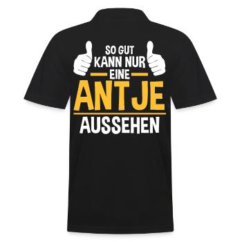 Antje - Männer Poloshirt - Schwarz - Hinten - Kai (181cm)