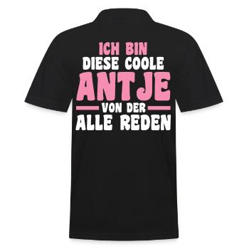 Antje - Männer Poloshirt - Schwarz - Hinten - Kai (181cm)