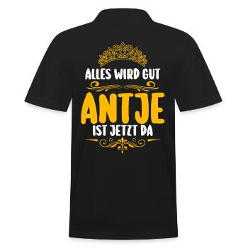 Antje - Männer Poloshirt - Schwarz - Hinten - Kai (181cm)
