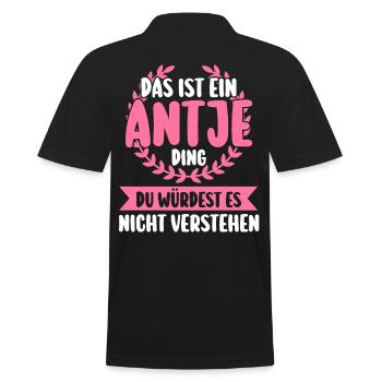 Antje - Männer Poloshirt - Schwarz - Hinten - Kai (181cm)