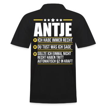 Antje - Männer Poloshirt - Schwarz - Hinten - Kai (181cm)
