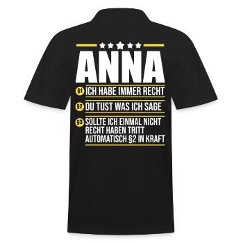 Anna - Männer Poloshirt - Schwarz - Hinten - Kai (181cm)