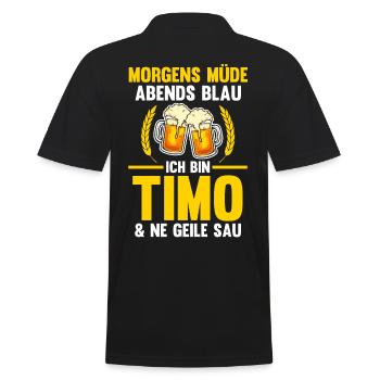 Timo - Männer Poloshirt - Schwarz - Hinten - Kai (181cm)
