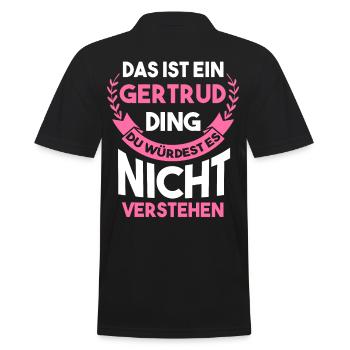 Gertrud - Männer Poloshirt - Schwarz - Hinten - Kai (181cm)