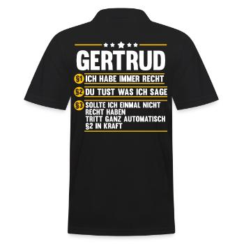 Gertrud - Männer Poloshirt - Schwarz - Hinten - Kai (181cm)