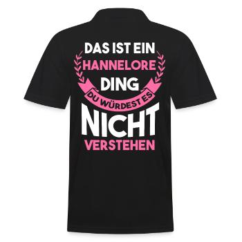 Hannelore - Männer Poloshirt - Schwarz - Hinten - Kai (181cm)
