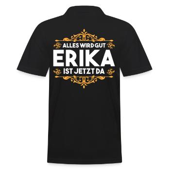 Vorname Erika - Männer Poloshirt - Schwarz - Hinten - Kai (181cm)