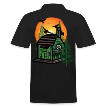 Forest Dwellers Nature Lovers Cabin Tiny Cabin House - Men's Polo Shirt - black - Back - Kai (181cm)