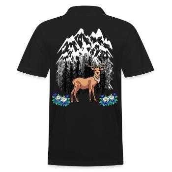 Waldtiere Rotwild Alpen Enzian Naturliebhaber - Männer Poloshirt - Schwarz - Hinten - Kai (181cm)