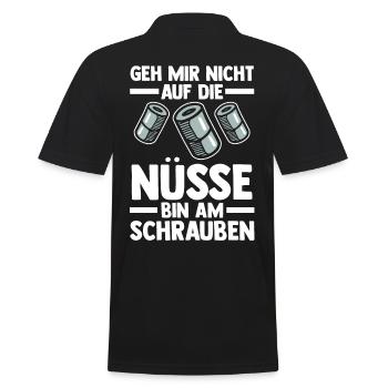 Automechaniker Auto Schrauber KFZ Mechaniker - Männer Poloshirt - Schwarz - Hinten - Kai (181cm)