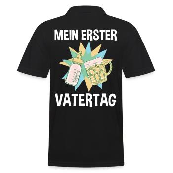 Bier Papa Vater Erster Vatertag - Männer Poloshirt - Schwarz - Hinten - Kai (181cm)
