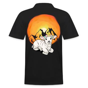 Mountains Austria Alps Lamb Sheep Nature Alm - Men's Polo Shirt - black - Back - Kai (181cm)