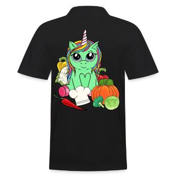 Bio Eco Licorne Vitamines Légumes Cuisine Végétarienne - Polo Homme - noir - Dos - Kai (181cm)