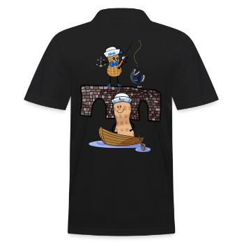 Moin maritime Peanuts Angler Sailor Captain Ahoy - Men's Polo Shirt - black - Back - Kai (181cm)