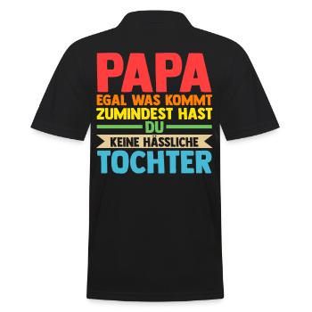Papa Vater Tochter Vatertag - Männer Poloshirt - Schwarz - Hinten - Kai (181cm)
