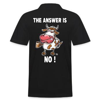 The Answer is no! Mürrische Lustige Kuh - Männer Poloshirt - Schwarz - Hinten - Kai (181cm)