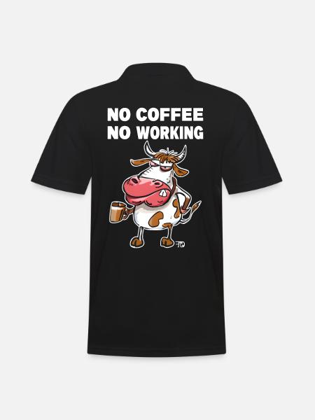 Pas de café, pas de travail. Grumpy Funny Cow - Polo Homme - noir