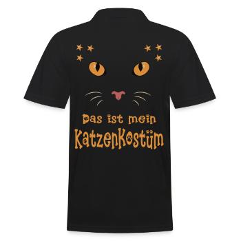 Karneval Katzen Gesicht mit Sternchen - Männer Poloshirt - Schwarz - Hinten - Kai (181cm)