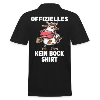 Offiziell kein Bock. Mürrische Lustige Kuh - Männer Poloshirt - Schwarz - Hinten - Kai (181cm)