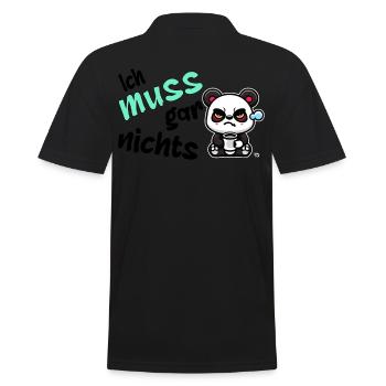 Ich muss gar nichts. grimmiges lustiges Panda - Männer Poloshirt - Schwarz - Hinten - Kai (181cm)